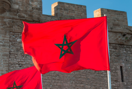 Moroccan Flag in the Windの写真素材