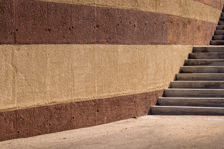 Details of the concrete construction on the promenade by the Atlantic ocean, creating an abstract pictures. Porto, Portugal.の写真素材