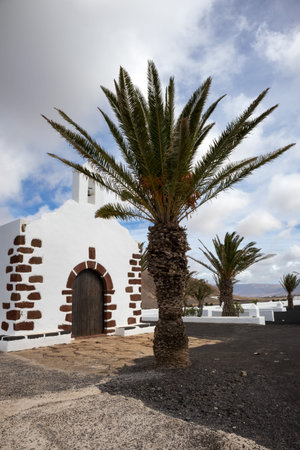 Little church called Ermita de Nuestra SeÃ±ora de Regla,surrounded by palm trees. Traditional...