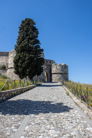 Details of the architecture of well preserved historical building of a Milazzo Castle (Castello di...