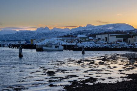 Nature and high mountains in the background, everything covered by snow in the late autumn. Calm...