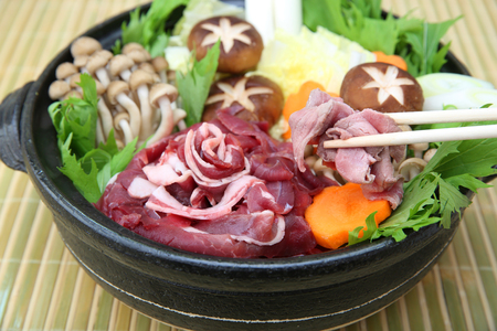 Wild boar meat dish served in a potの写真素材