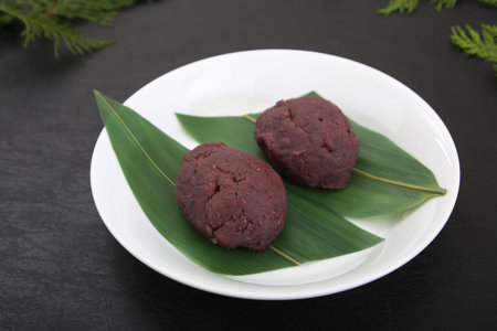 Rice dumpling covered with bean jamの写真素材