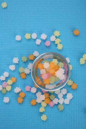 Japanese confectionery of the prill form with a projectionの写真素材
