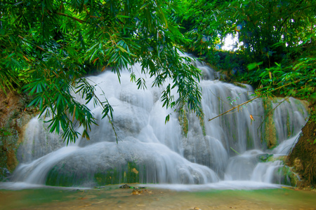 Gedad Waterfall - Freshness Among the Thick Treesの写真素材