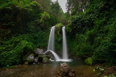 Grenjengan Kembar, Beautiful Waterfalls at the Foot of Merbabu Mountainの写真素材
