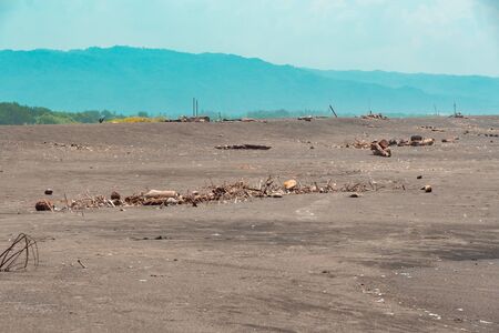 The Beauty Of Beach Panorama Is Covered By Scattered Rubbishの写真素材