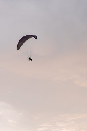 Powered parachute always adorns the sky of Parangtritis beach, Indonesia