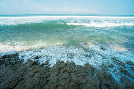 South Beach in Yogyakarta, Indonesia, which is famous for its big waves and big corals, is a popular...