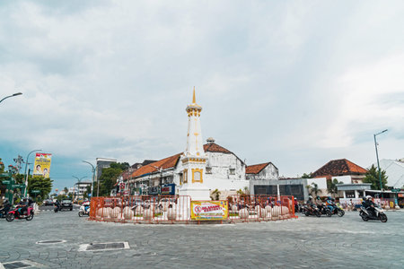 Tugu Pal Putih Jogja, the icon of the city of Jogja right in the middle of the city center which is also a favorite tourist destination for touristsのeditorial素材