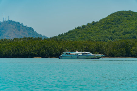 Ships carrying tourists to Phi-phi Island are scattered across the vast ocean. The sea is a ship...