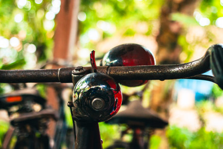 Close up of a classic bicycle full of rust and worn out. Details of old bicycle parts that are neglected and full of dust, look like they are starting to rust and become porousの写真素材