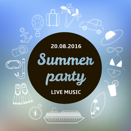 Summer party poster. Blurry effect backgroundのイラスト素材