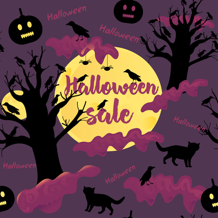 Halloween sale seamless pattern. Horror backgroundのイラスト素材