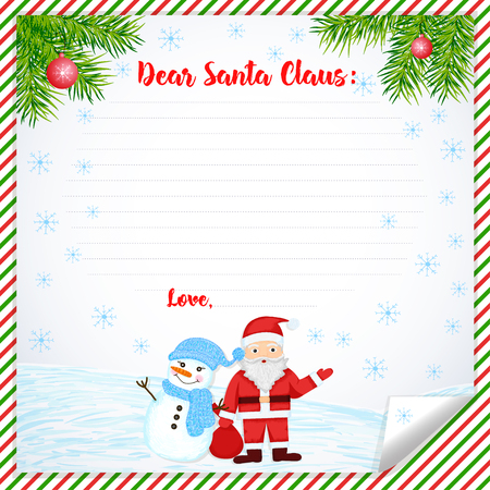 Creative letter to Santa Claus. Colorful Christmas backgroundのイラスト素材