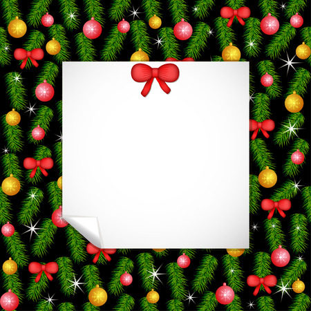 Christmas and New Year background from Pine branches and decorationのイラスト素材