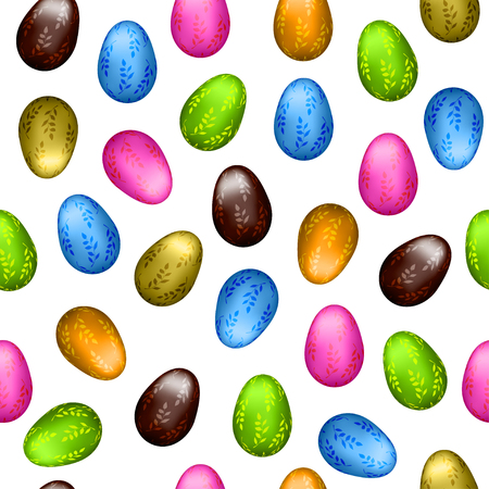 Easter eggs background. Colorful seamless pattern. Vector illustration.のイラスト素材