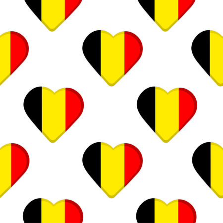 Seamless pattern from the hearts  with Belgium flag. Vector illustrationのイラスト素材