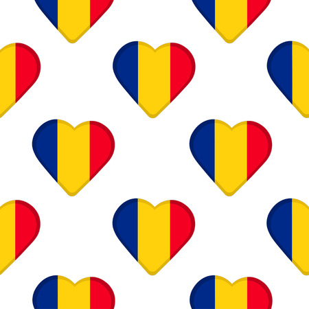 Hearts with Romania flag seamless patternのイラスト素材