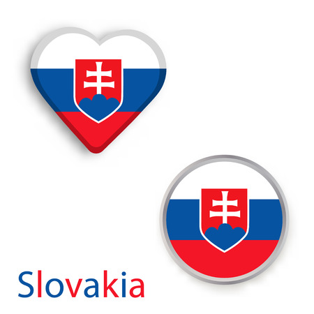 Circle and heart symbols with flag of Slovakia.のイラスト素材