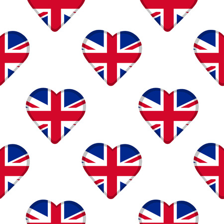 Seamless pattern from hearts with flag of the United Kingdom. Vector illustrationのイラスト素材