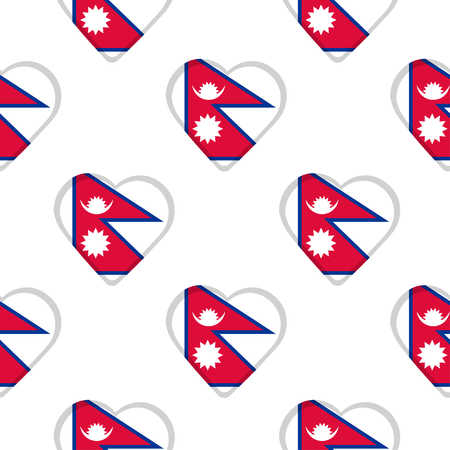 Seamless pattern from hearts with flag of Nepal Vector illustrationのイラスト素材