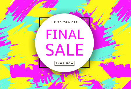 Final Sale. Creative template for poster, banner, business card and other designs. Brush strokes colorful background. Vector illustrationのイラスト素材