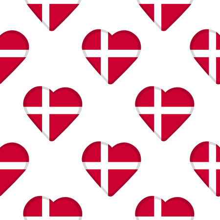 Seamless pattern from the hearts with flag of Denmark. Vector illustrationのイラスト素材