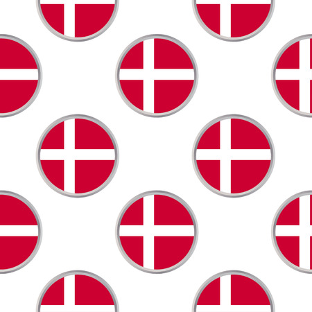 Seamless pattern from the circles with flag of Denmark . Vector illustrationのイラスト素材