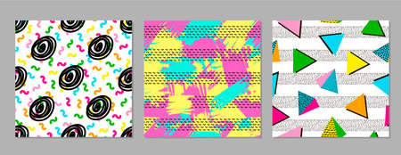 Colorful geometric seamless patterns set