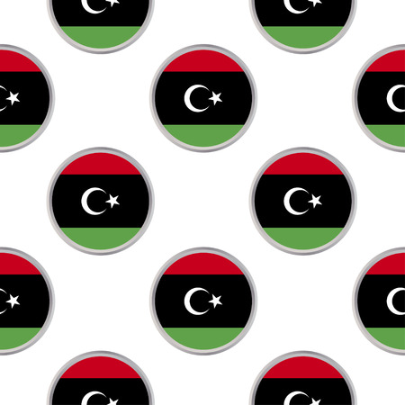 Seamless pattern from the circles with flag of Libya. Vector illustrationのイラスト素材