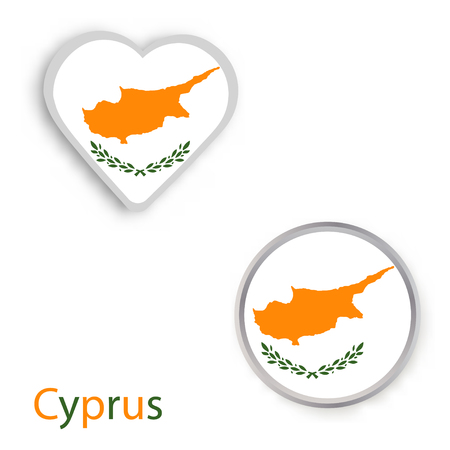 Heart and circle symbols with the flag of Cyprus.のイラスト素材