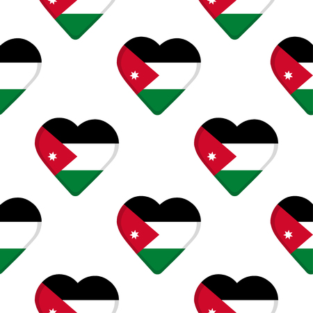Seamless pattern from the hearts with flag of Jordan. Vector illustrationのイラスト素材
