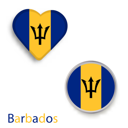 Heart and circle symbols with flag of Barbados.のイラスト素材