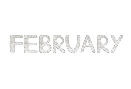 February. Creative hand drawn letters. Coloring page. Vector illustrationのイラスト素材