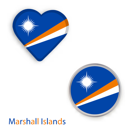 Heart and circle symbols with flag of Republic of the Marshall Islands.のイラスト素材