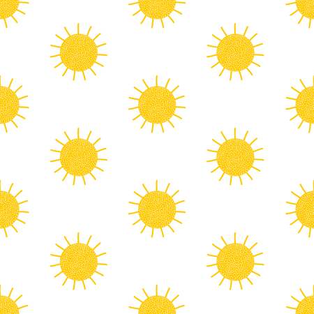 Yellow sun seamless pattern. Colorful background vector illustration.のイラスト素材
