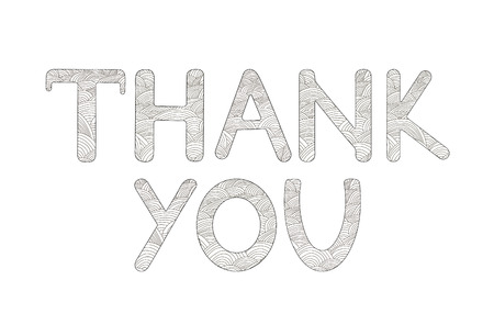 Thank you. Hand drawn creative letters. Coloring page. Vector illustrationのイラスト素材