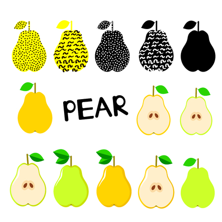 Pears icons set. Creative fruits.  Vector illustration. のイラスト素材