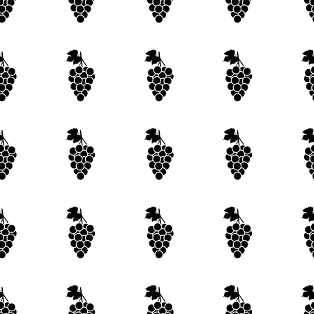 Seamless pattern with black grapes on the white background. Vector illustrationのイラスト素材