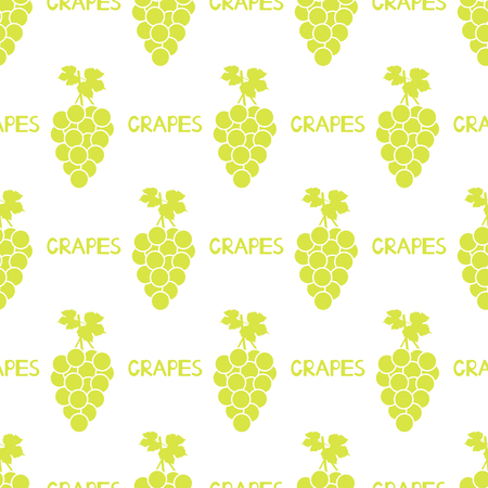 Seamless pattern with green grapes on the white background. Vector illustrationのイラスト素材