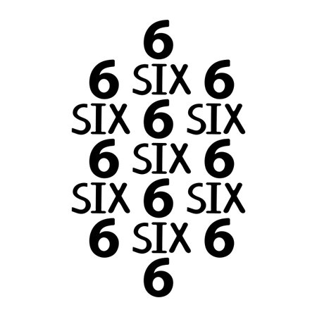 Black numerals and words six. Vector illustrationのイラスト素材