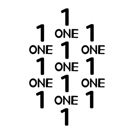 Black numerals and words one . Vector illustrationのイラスト素材