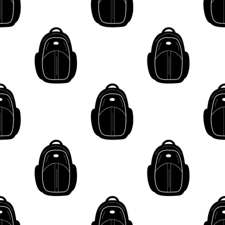 Seamless pattern with black backpacks on the white background. Vector illustrationのイラスト素材