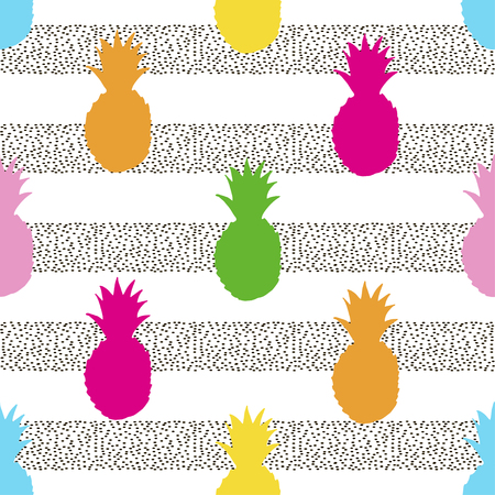 Seamless pattern with colorful pineapples on the white background.のイラスト素材