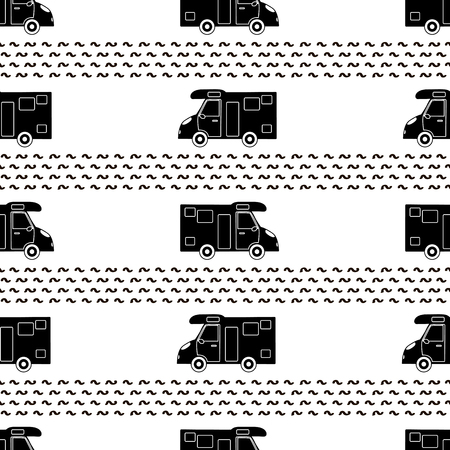 Seamless pattern with black car on the white background. Vector illustrationのイラスト素材