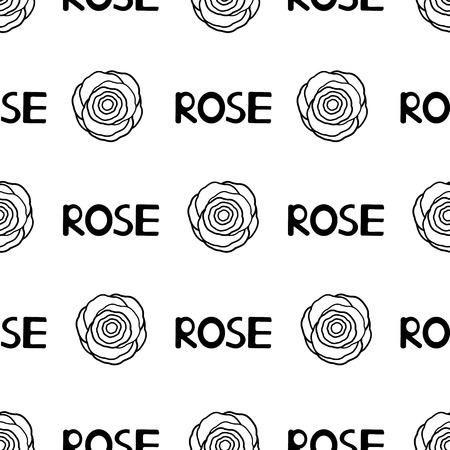 Seamless pattern with black roses on the white background. Vector illustrationのイラスト素材