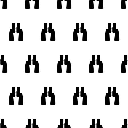Seamless pattern with black binoculars on the white background. Vector illustrationのイラスト素材