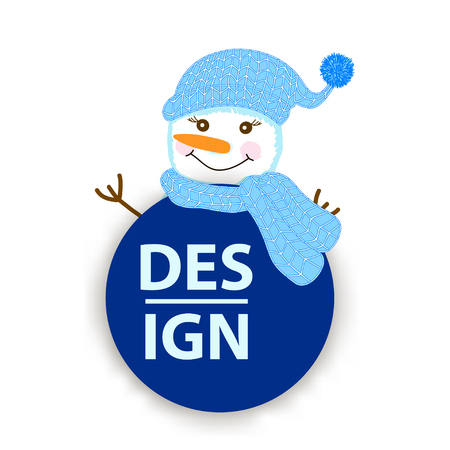 Poster with cute snowman on the white background. Vector illustrationのイラスト素材