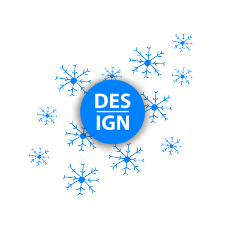 Winter background with blue snowflakes. Vector illustrationのイラスト素材